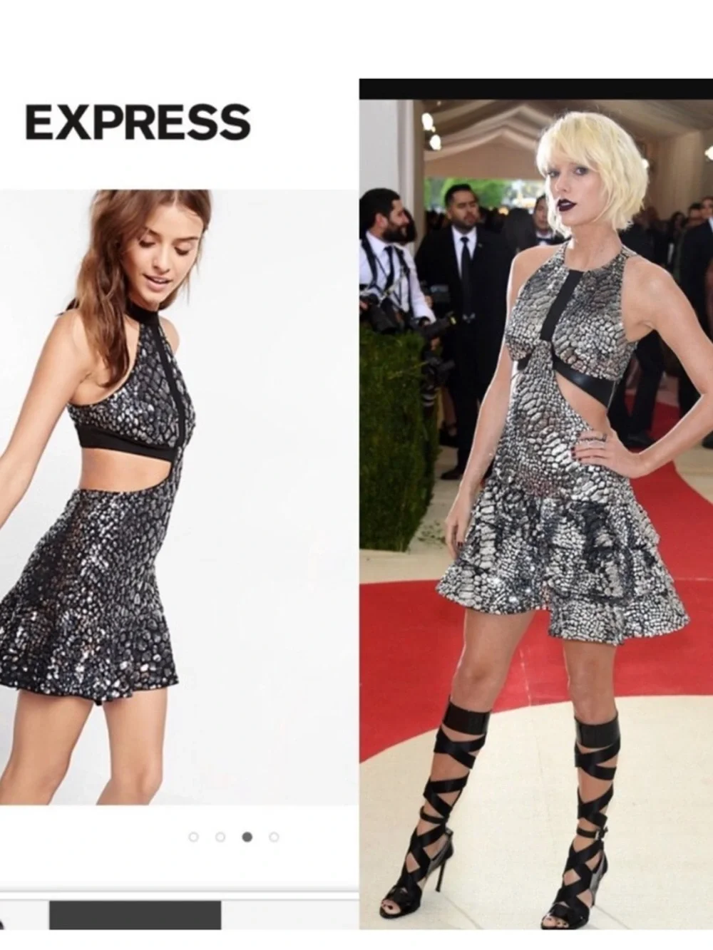 NWT Express Sequin Cutout Fit & Flare Halter Neckline Mini Dress - Picture 1 of 9